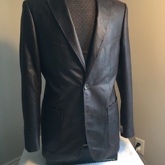 Mens 38R large black sports jacket blazer button unique brown Raffael Uomo - Picture 13 of 16